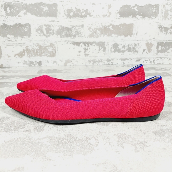 New Rothy's The Flat Knit Fucsia Pink Pointy Toe Slip On Loafers W509